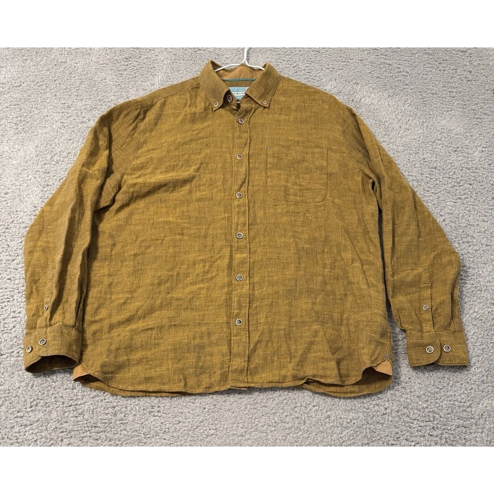32 Bar Blue Linen Blend Long Sleeve Button Down - XL